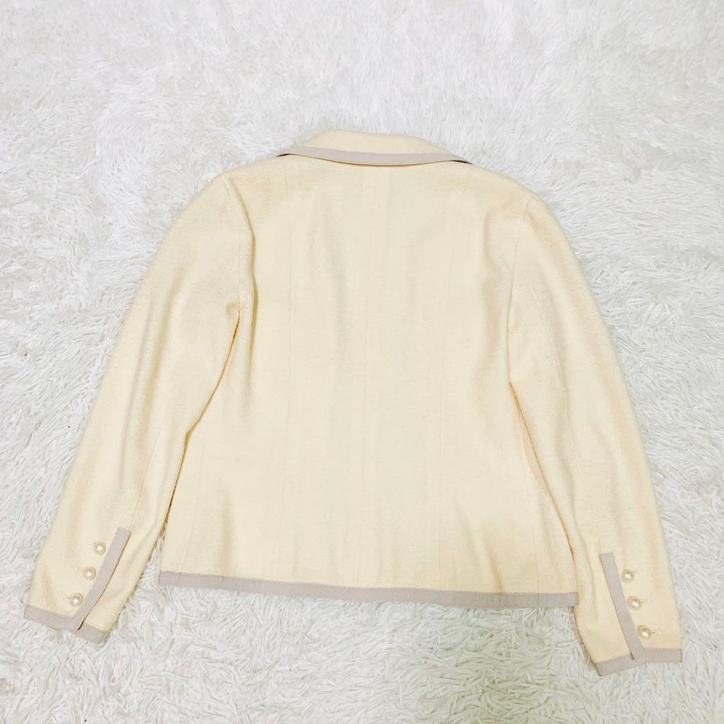 CHANEL Pearl Embellished Jacket White Size 36