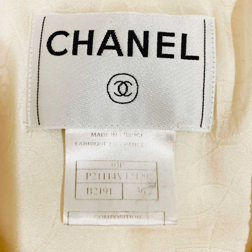CHANEL Pearl Embellished Jacket White Size 36