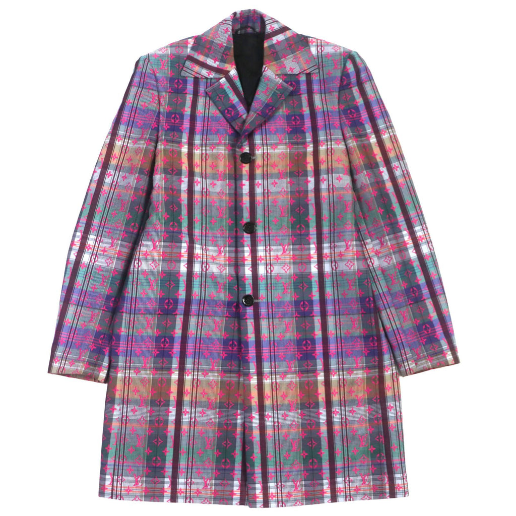 Louis Vuitton 2021 Madras Check Monogram Chester Coat Pink Multi Size 48
