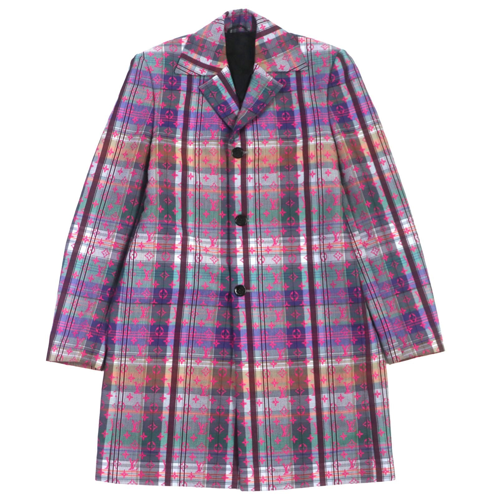 Louis Vuitton 2021 Madras Check Monogram Chester Coat Pink Multi Size 48