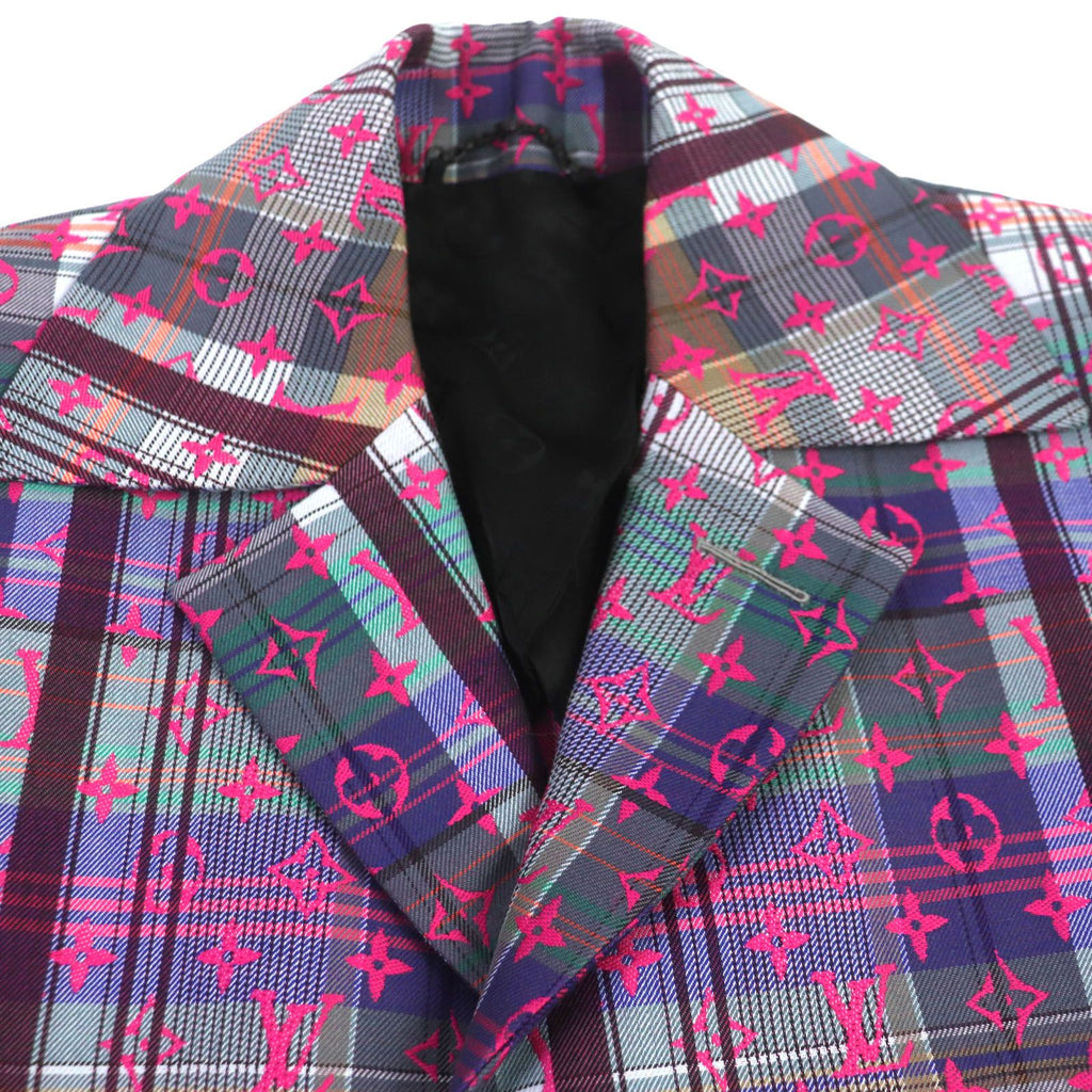 Louis Vuitton 2021 Madras Check Monogram Chester Coat Pink Multi Size 48