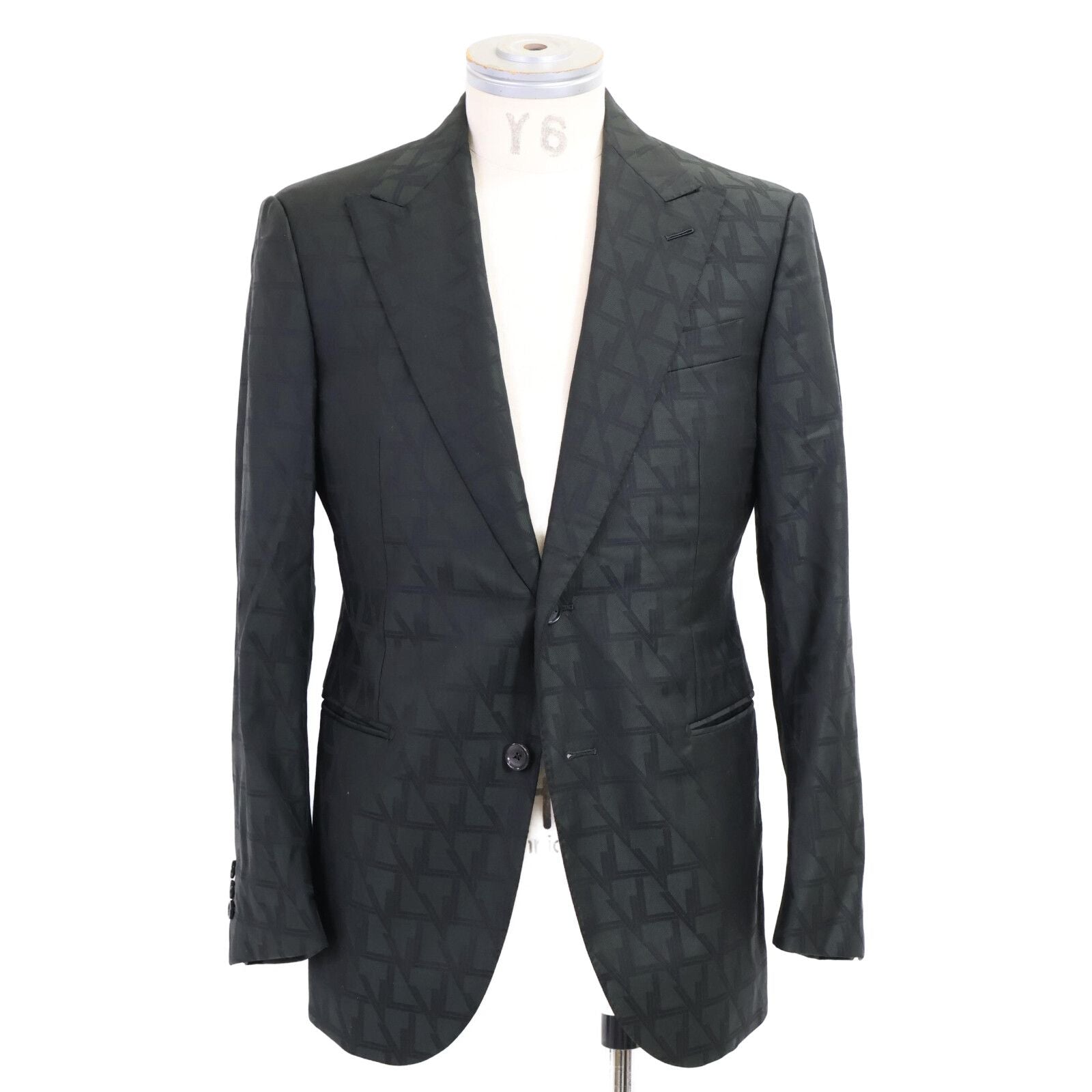 Louis Vuitton 2023 Logo All-Over Wool 2-Button Single Breasted Setup Jacket 46 / Trousers 38