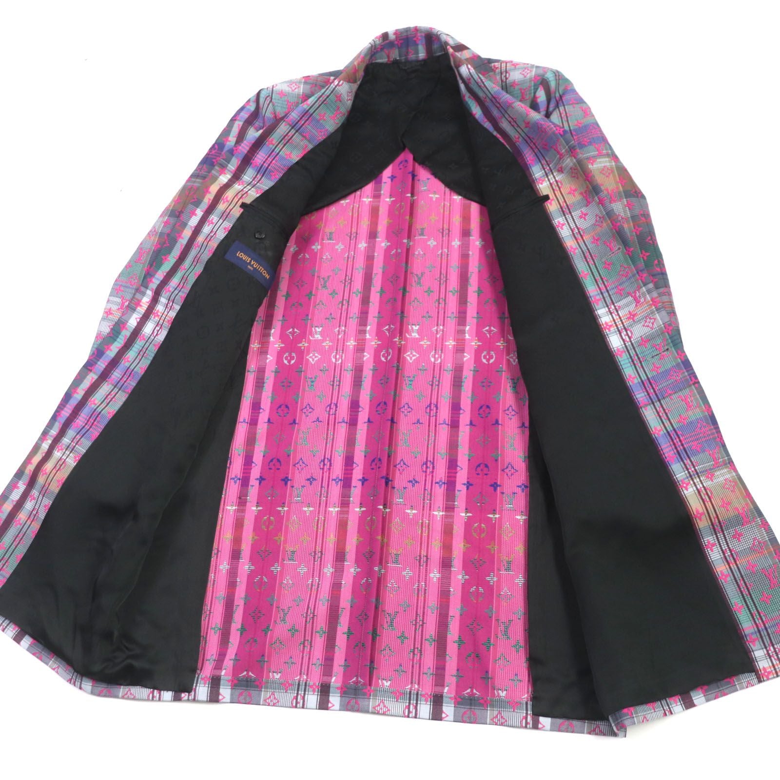Louis Vuitton 2021 Madras Check Monogram Chester Coat Pink Multi Size 48