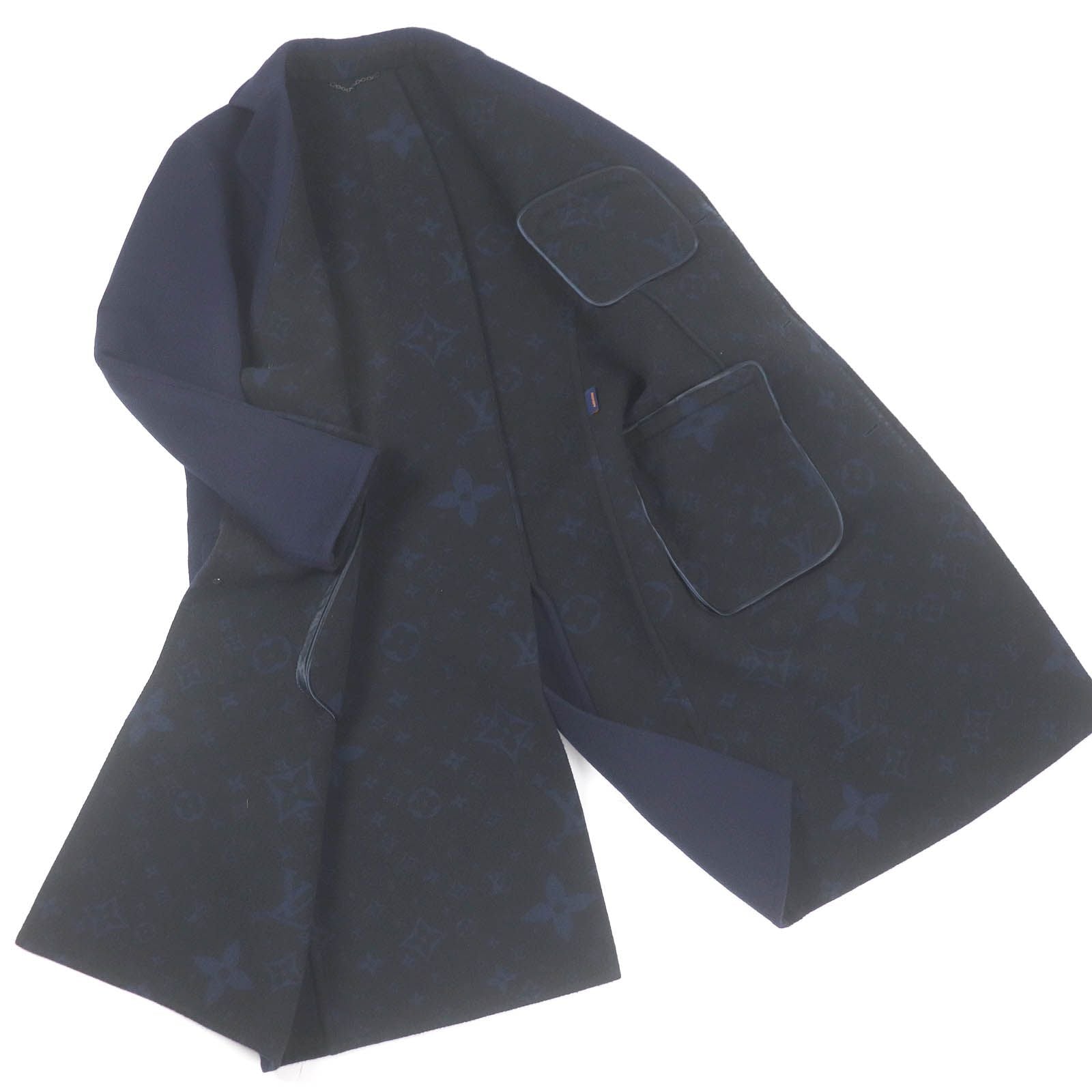 Louis Vuitton 22AW Monogram Lining Chester Coat Navy Size 44