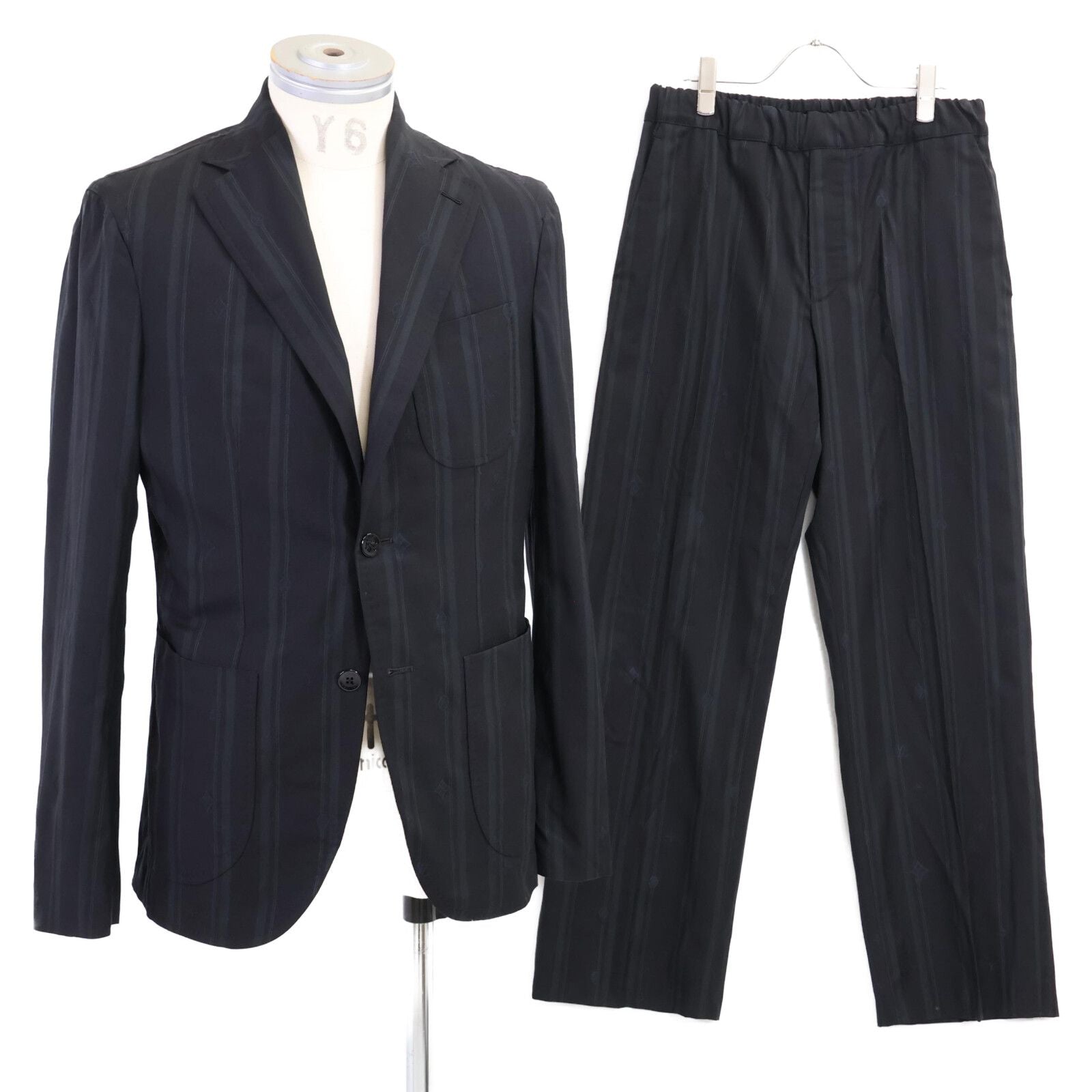 Louis Vuitton 2024 Monogram x Stripe Wool 2-Button Single Breasted Setup Suit Jacket Pants Size 46