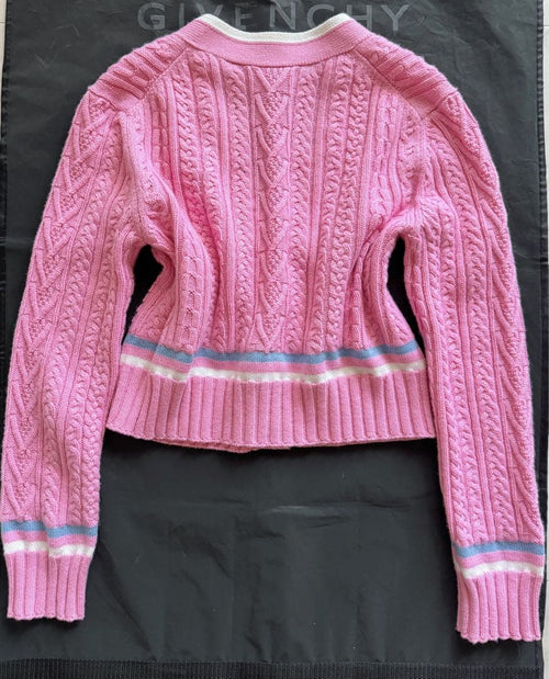 CHANEL 09A CC Logo Lamé Cardigan Alpaca Mohair Black Size 38