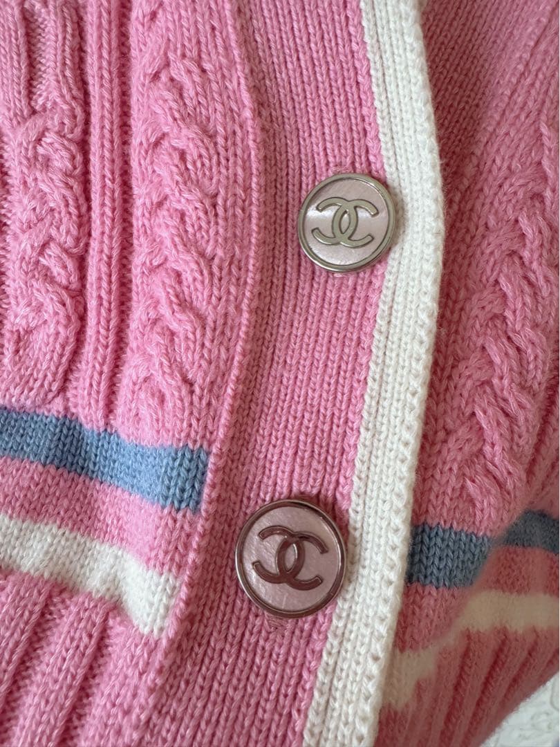 CHANEL 09A CC Logo Lamé Cardigan Alpaca Mohair Black Size 38