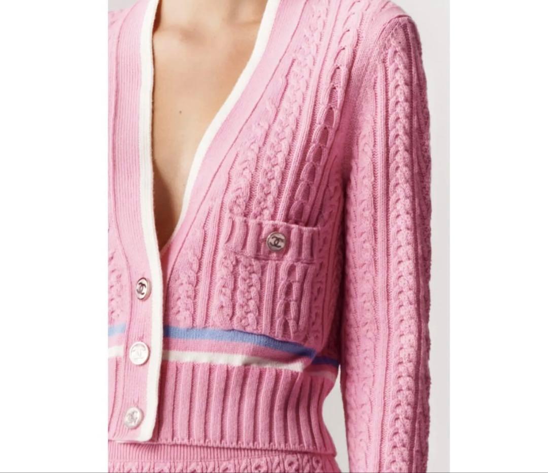 CHANEL 09A CC Logo Lamé Cardigan Alpaca Mohair Black Size 38