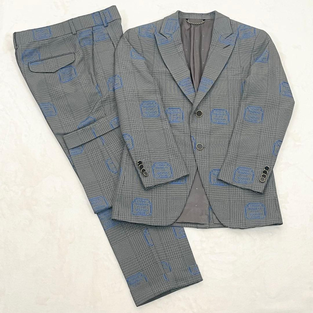 Louis Vuitton Setup Suit Glen Check Record Club Embroidery Size 46