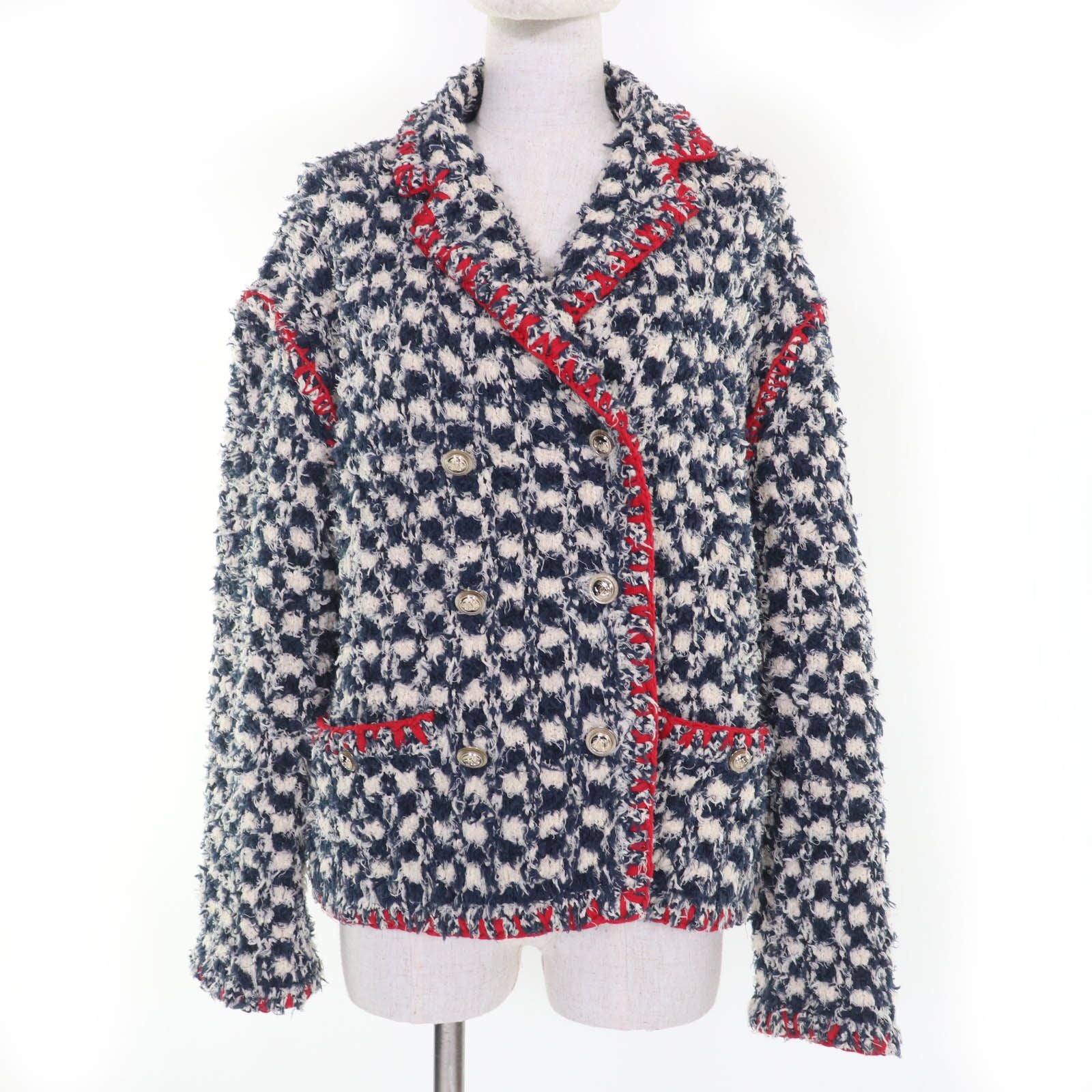 CHANEL Linen Cotton Tweed Jacket Navy Size 36
