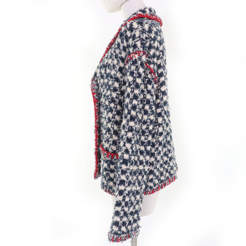 CHANEL Linen Cotton Tweed Jacket Navy Size 36