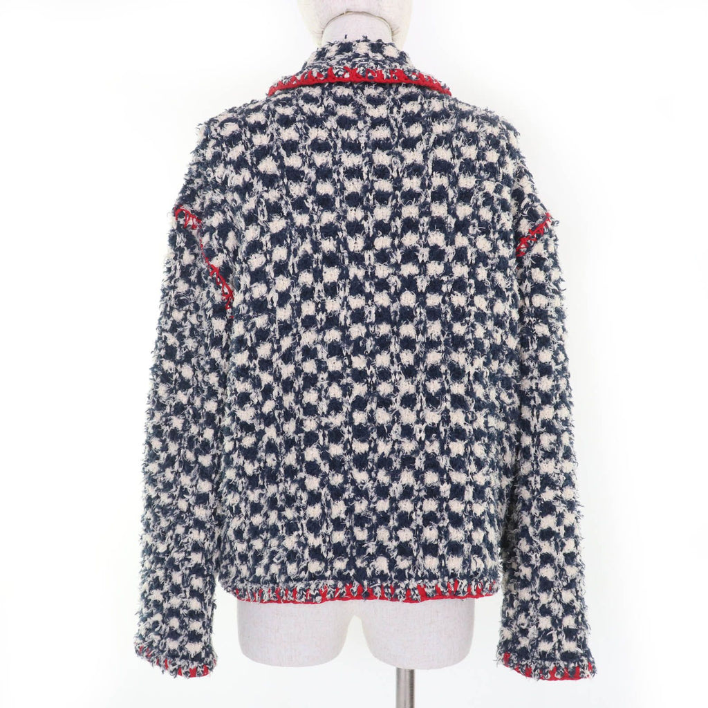 CHANEL Linen Cotton Tweed Jacket Navy Size 36