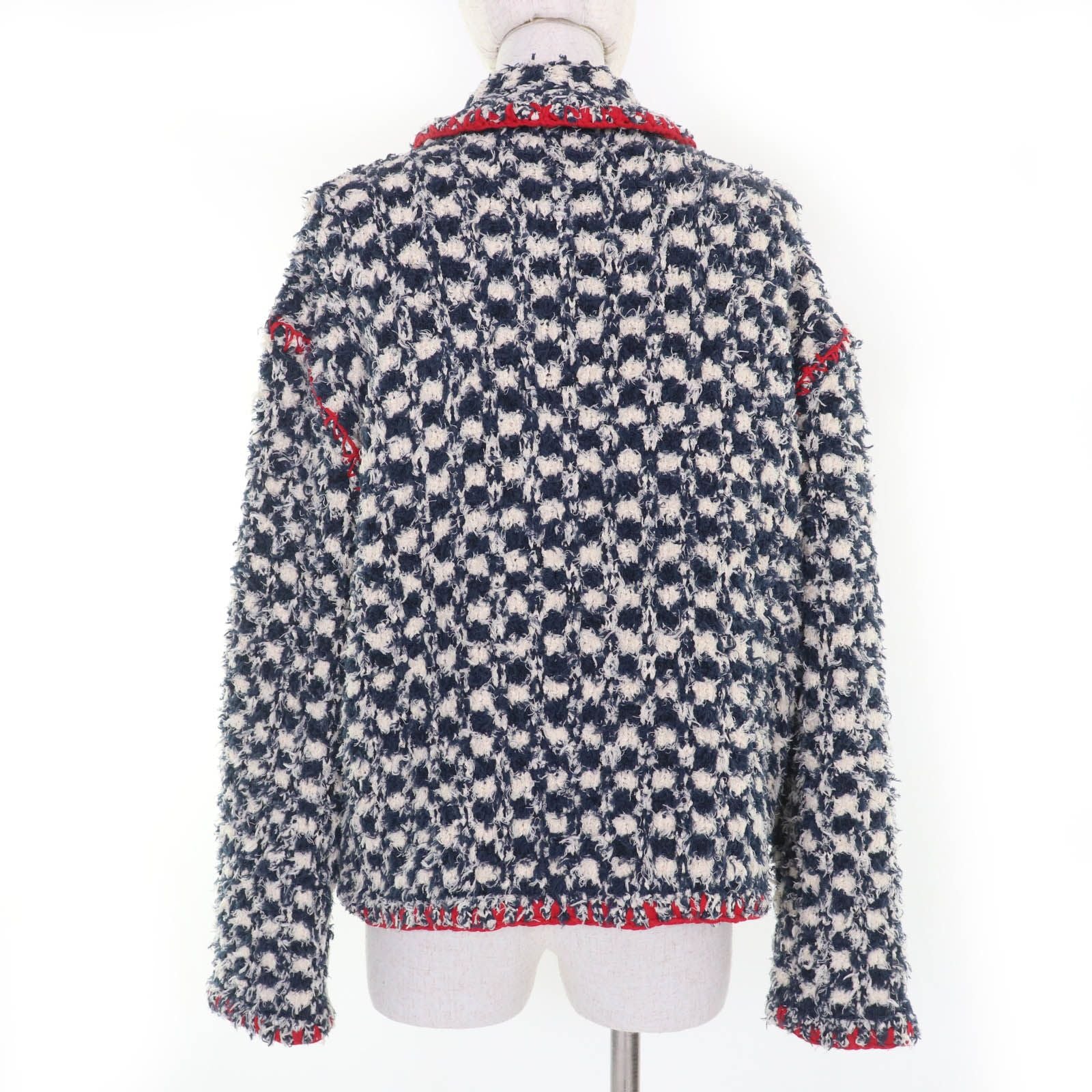 CHANEL Linen Cotton Tweed Jacket Navy Size 36
