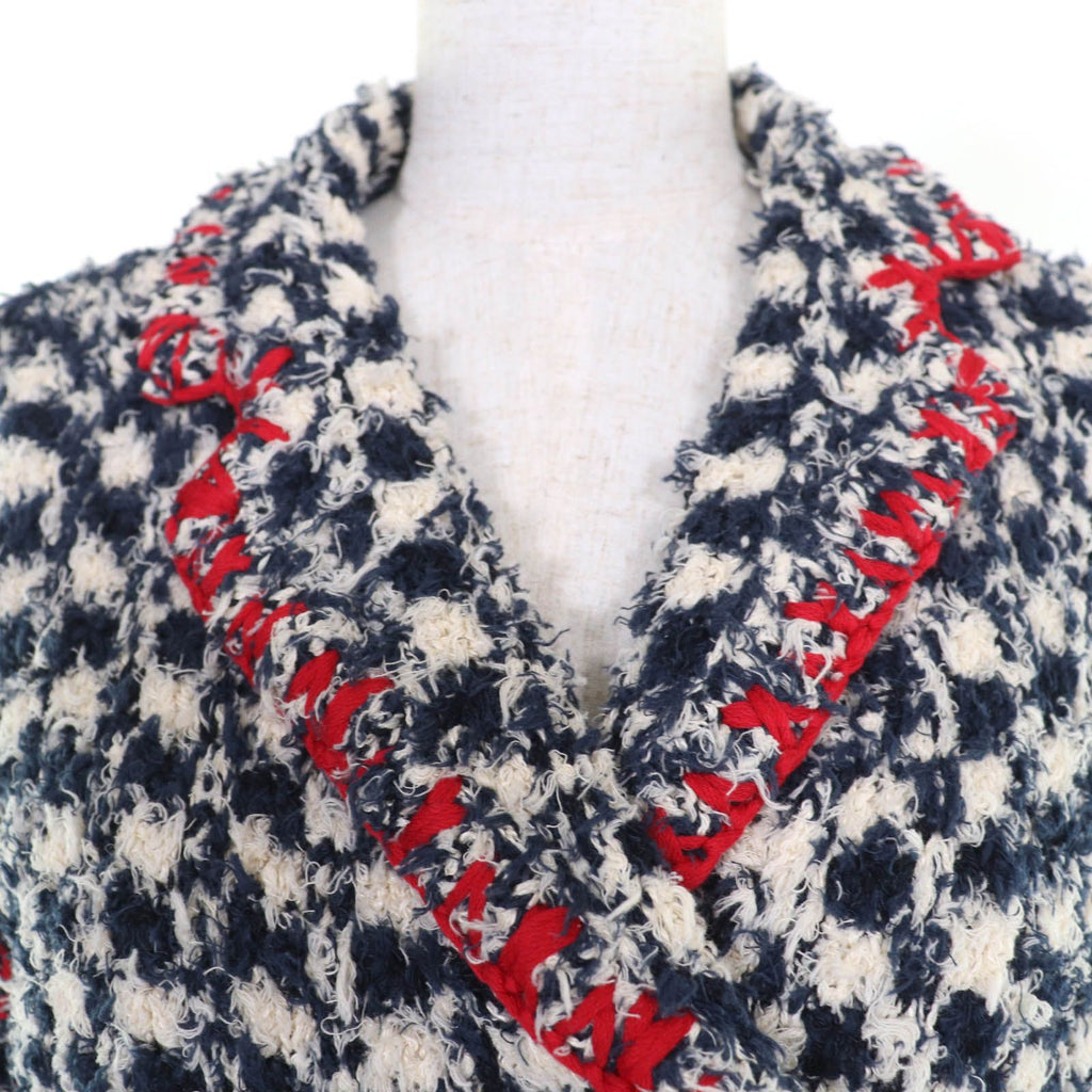 CHANEL Linen Cotton Tweed Jacket Navy Size 36