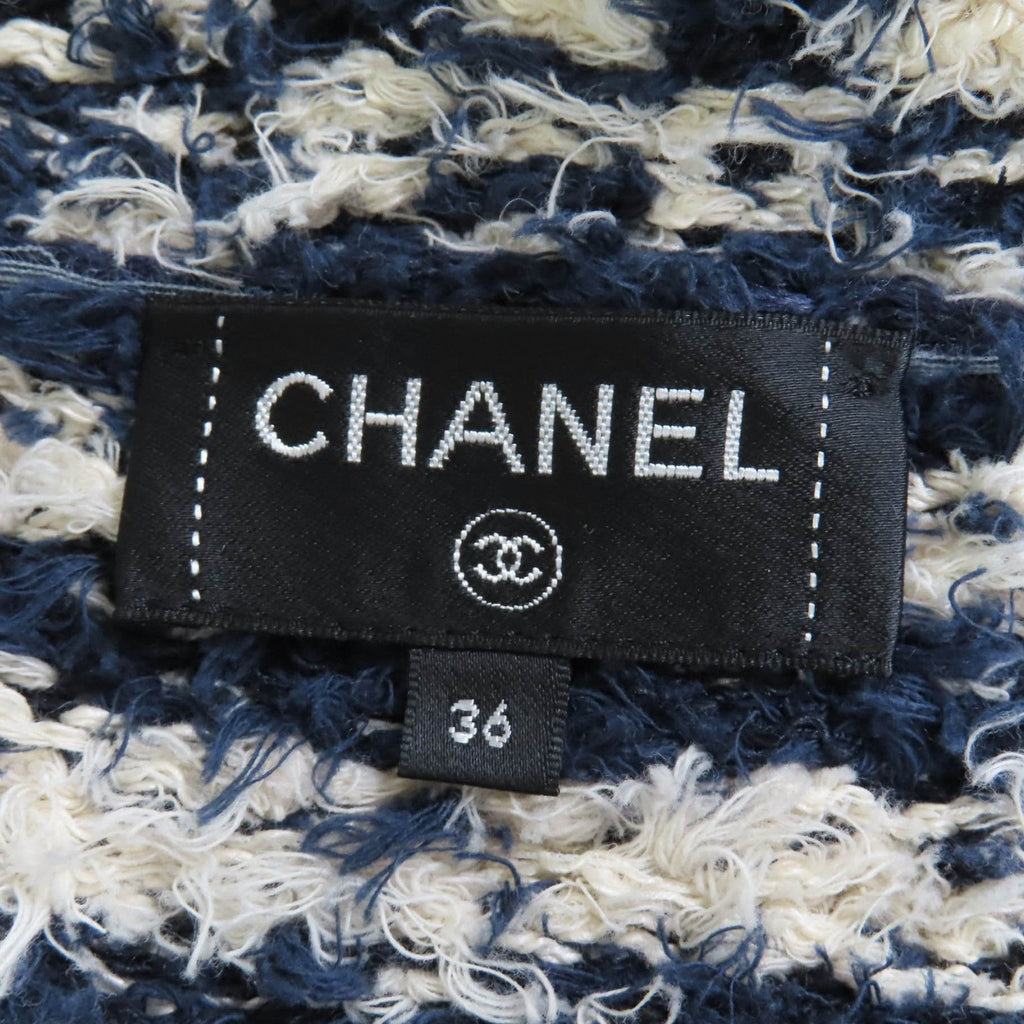 CHANEL Linen Cotton Tweed Jacket Navy Size 36