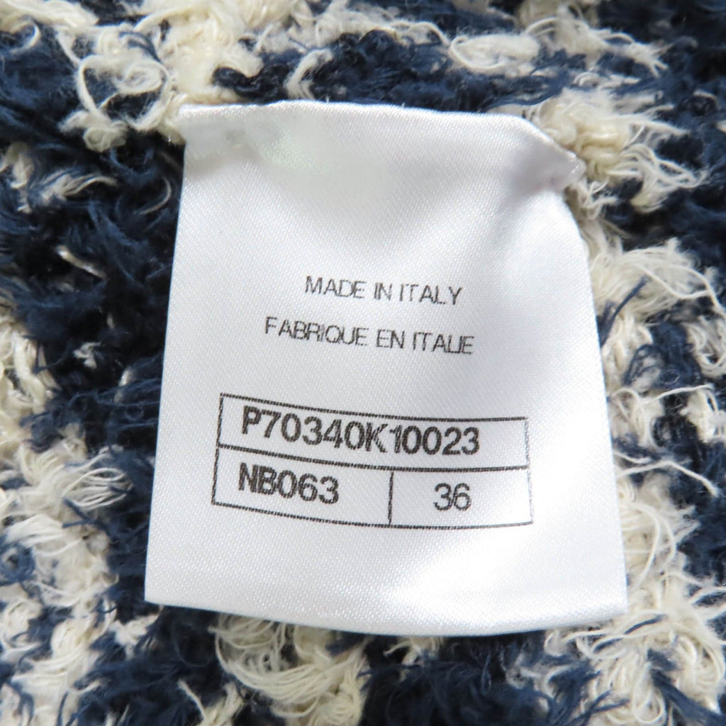 CHANEL Linen Cotton Tweed Jacket Navy Size 36