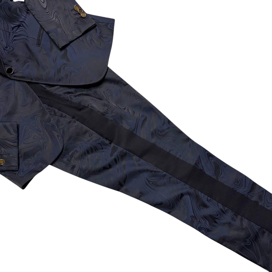 Louis Vuitton Tuxedo Setup Suit Jacket Pants Marble Monogram Navy Size 44/36