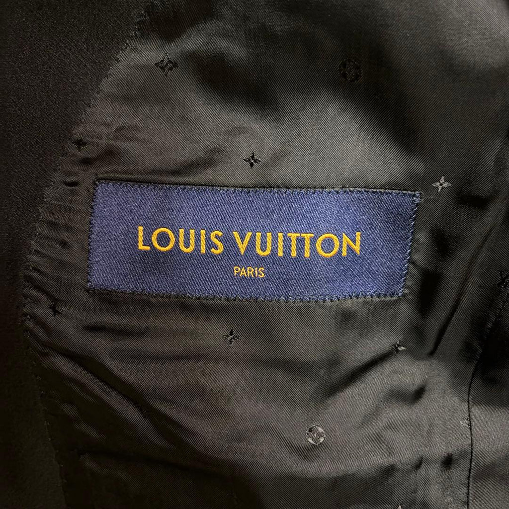 Louis Vuitton Tuxedo Setup Suit Jacket Pants Marble Monogram Navy Size 44/36