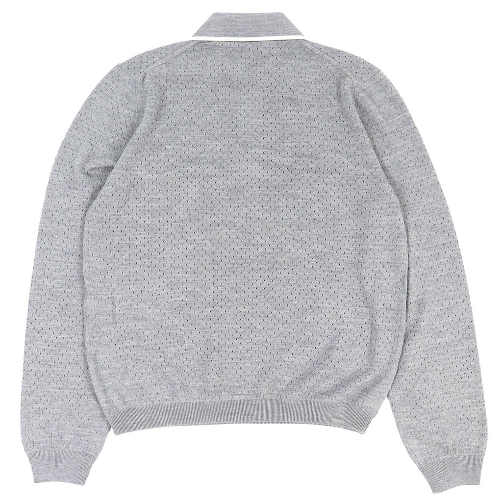 Gucci 25AW Wool Knit Long Sleeve Polo Shirt Grey Size M