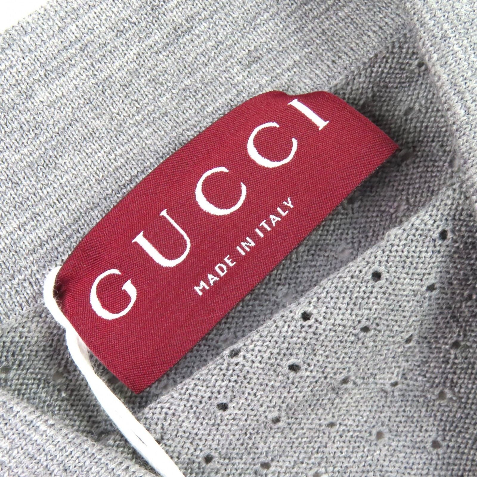 Gucci 25AW Wool Knit Long Sleeve Polo Shirt Grey Size M