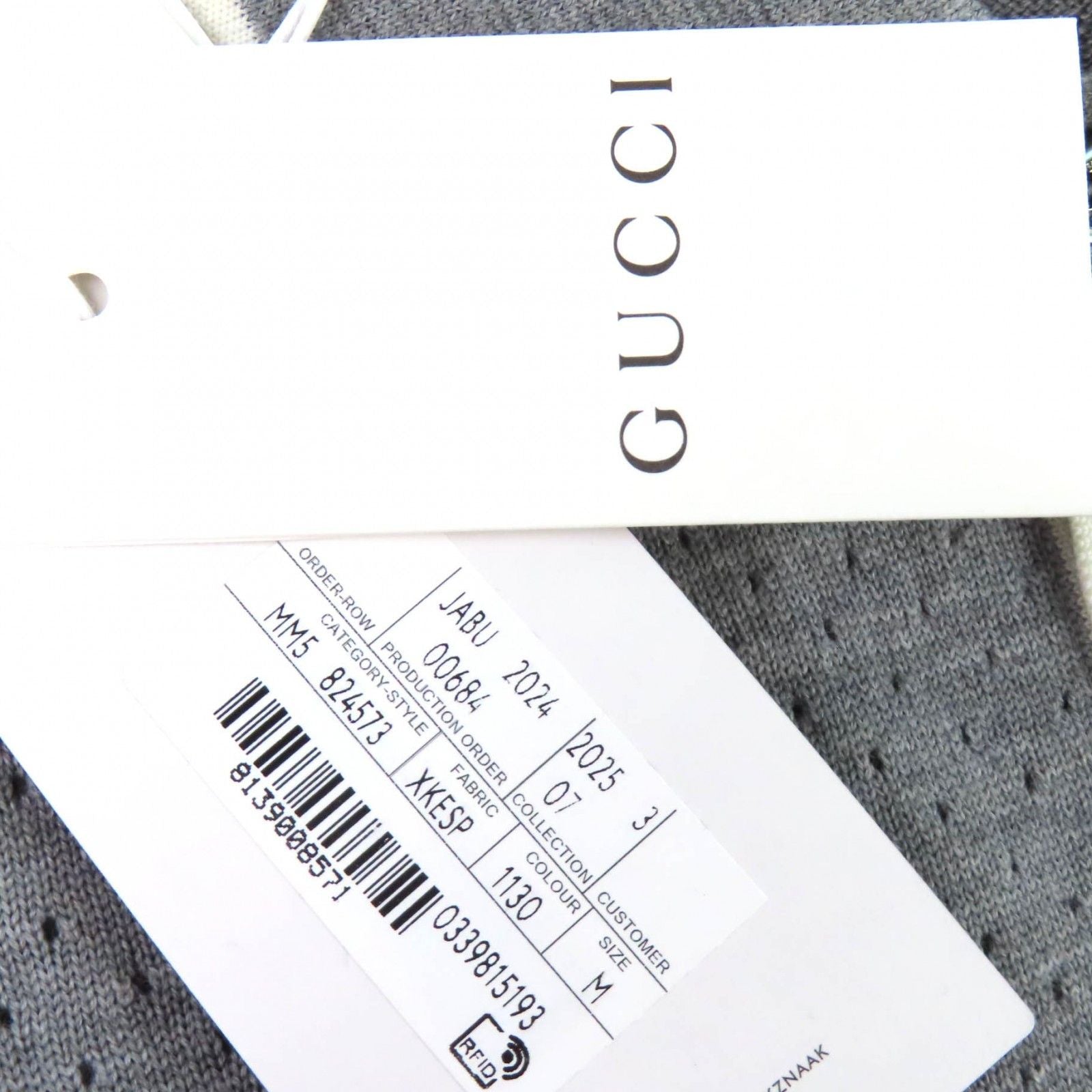 Gucci 25AW Wool Knit Long Sleeve Polo Shirt Grey Size M