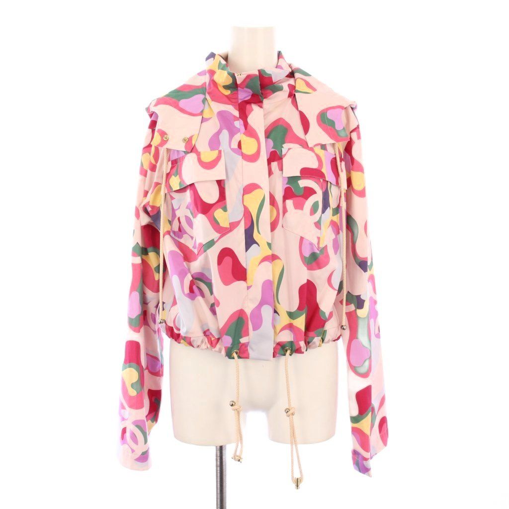 CHANEL 21AW Silk Windbreaker Mountain Parka Jacket Multicolour Size 38
