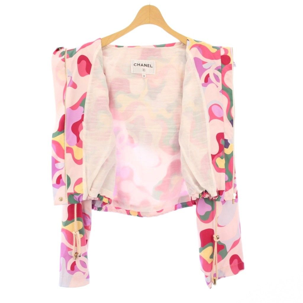 CHANEL 21AW Silk Windbreaker Mountain Parka Jacket Multicolour Size 38