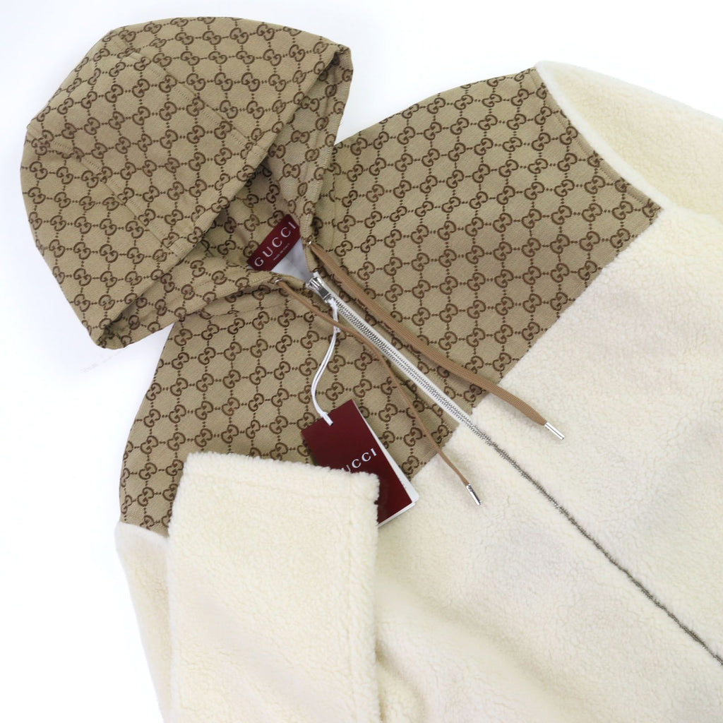GUCCI 24AW GG Intarsia Padded Boa Blouson Wool Fleece Jacket Beige Ivory Size S