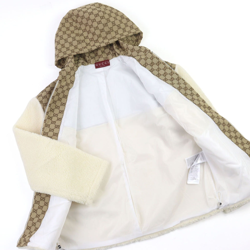 GUCCI 24AW GG Intarsia Padded Boa Blouson Wool Fleece Jacket Beige Ivory Size S