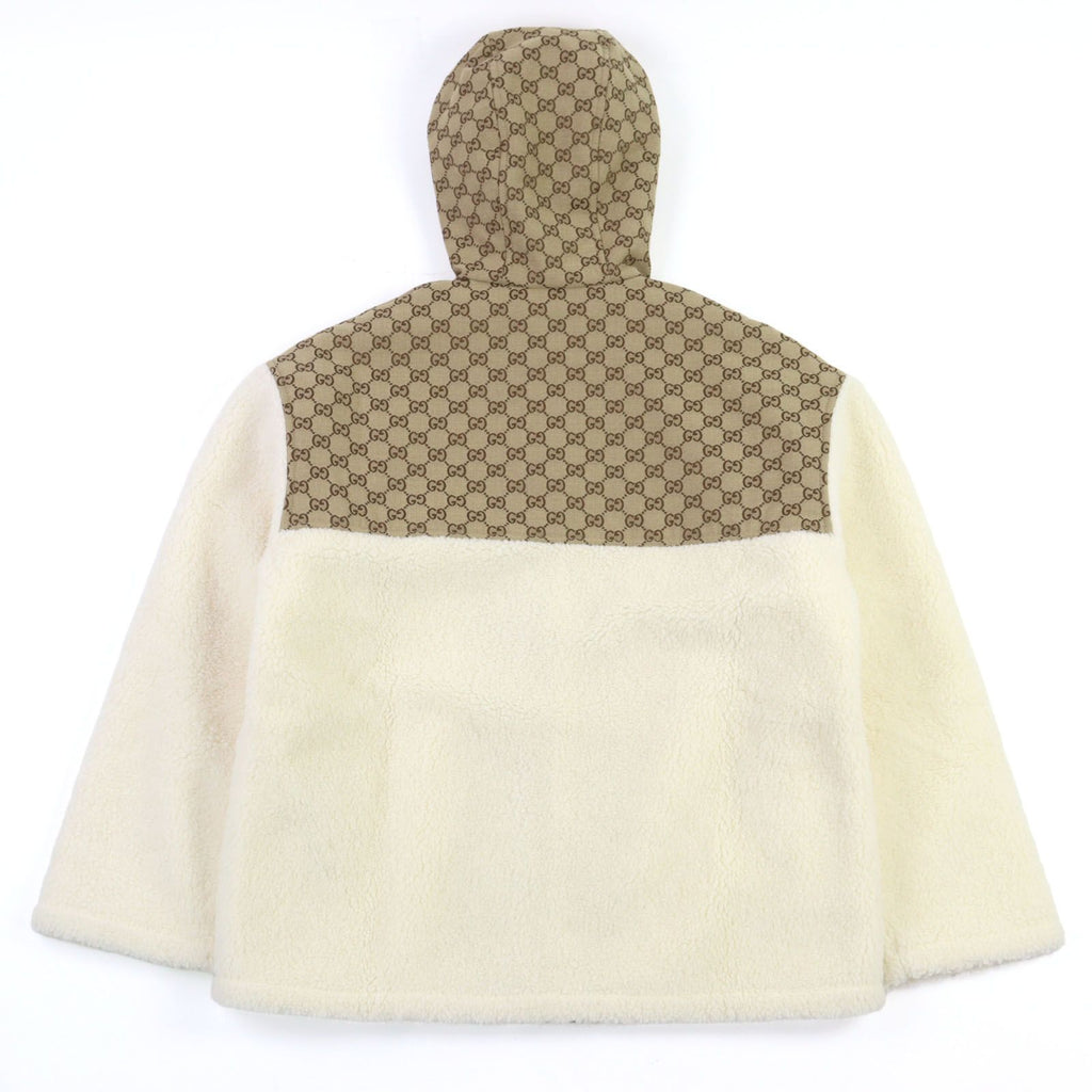 GUCCI 24AW GG Intarsia Padded Boa Blouson Wool Fleece Jacket Beige Ivory Size S
