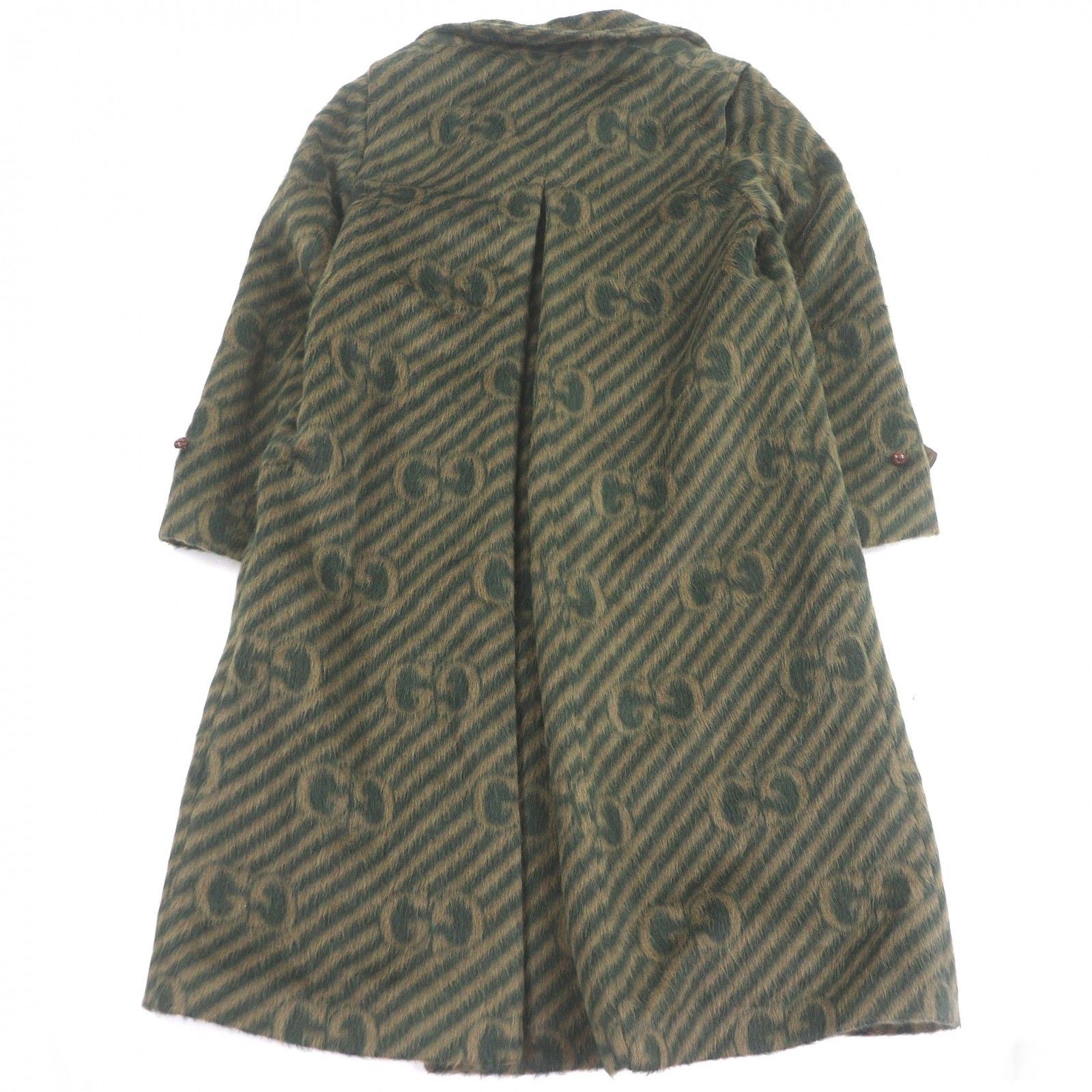 GUCCI GG Stripe Llama Wool Long Chester Coat Green Size 48 Made in Italy