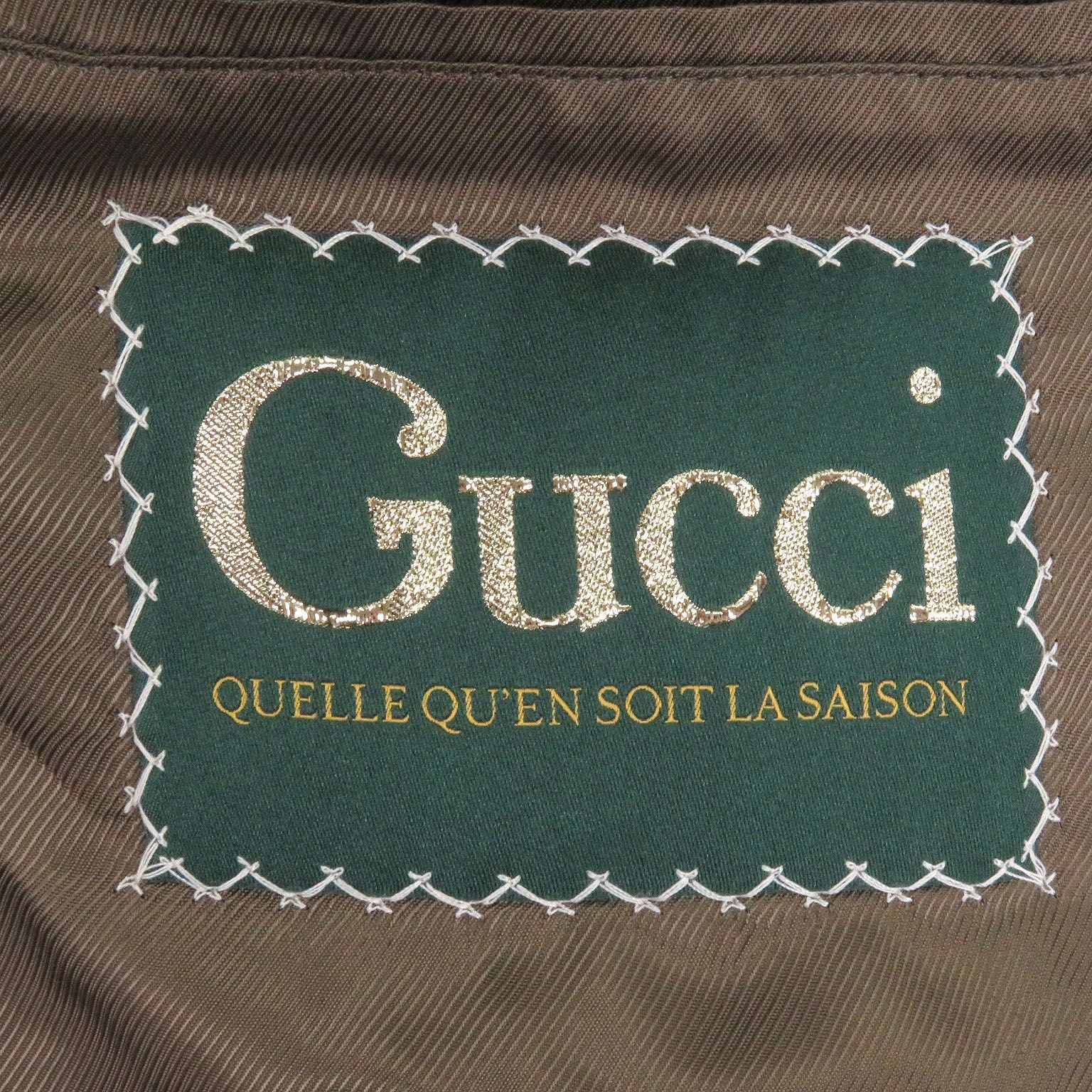 GUCCI GG Stripe Llama Wool Long Chester Coat Green Size 48 Made in Italy
