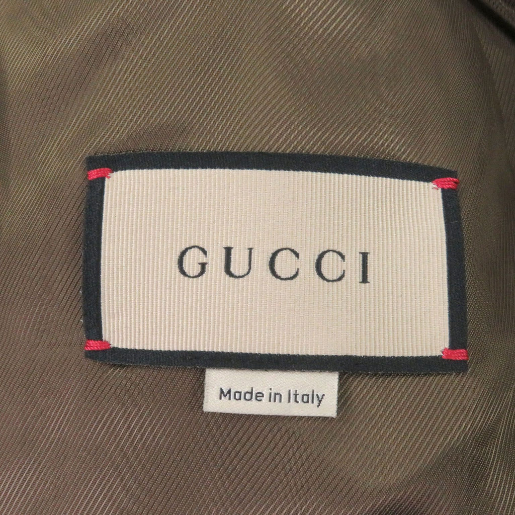 GUCCI GG Stripe Llama Wool Long Chester Coat Green Size 48 Made in Italy