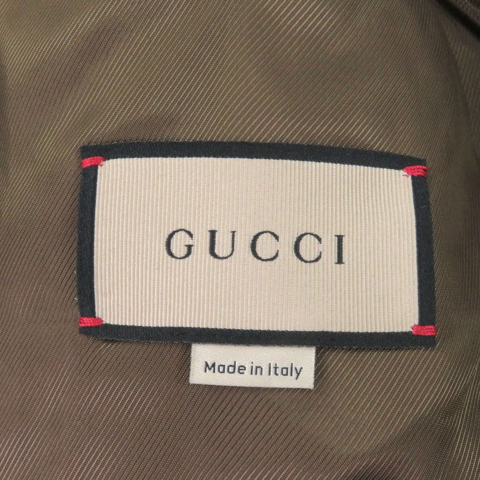 GUCCI GG Stripe Llama Wool Long Chester Coat Green Size 48 Made in Italy