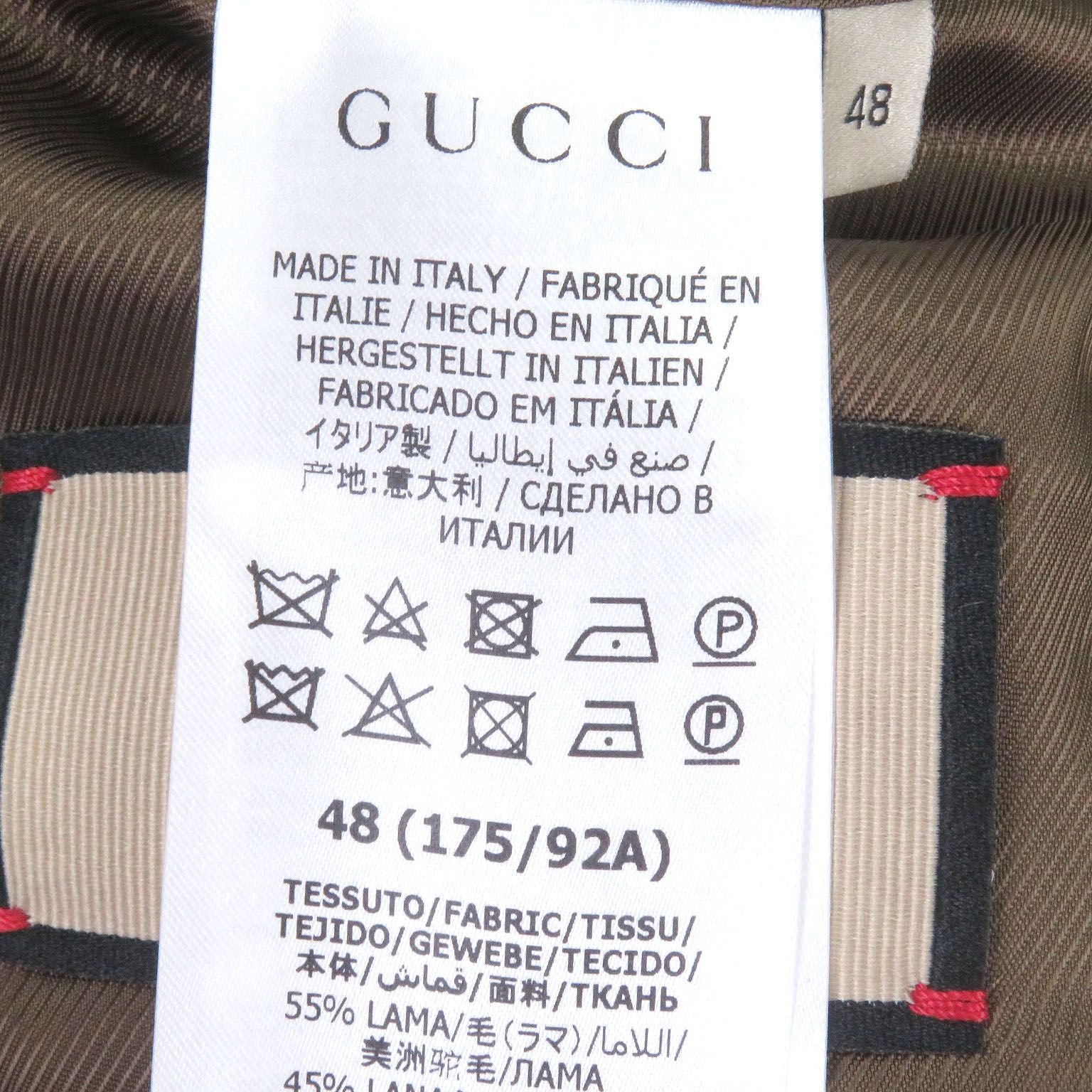 GUCCI GG Stripe Llama Wool Long Chester Coat Green Size 48 Made in Italy