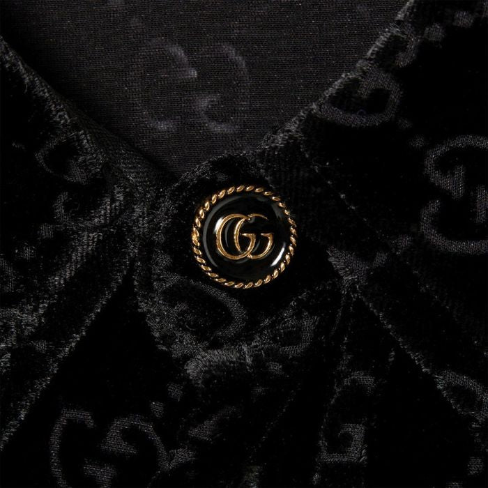 Gucci 26SS Runway GG Stretch Velvet Devoré Shirt & Pants Setup