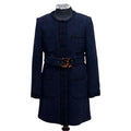 NWT CHANEL Big CC Logo Belt Houndstooth Tweed Collarless Coat Size 40