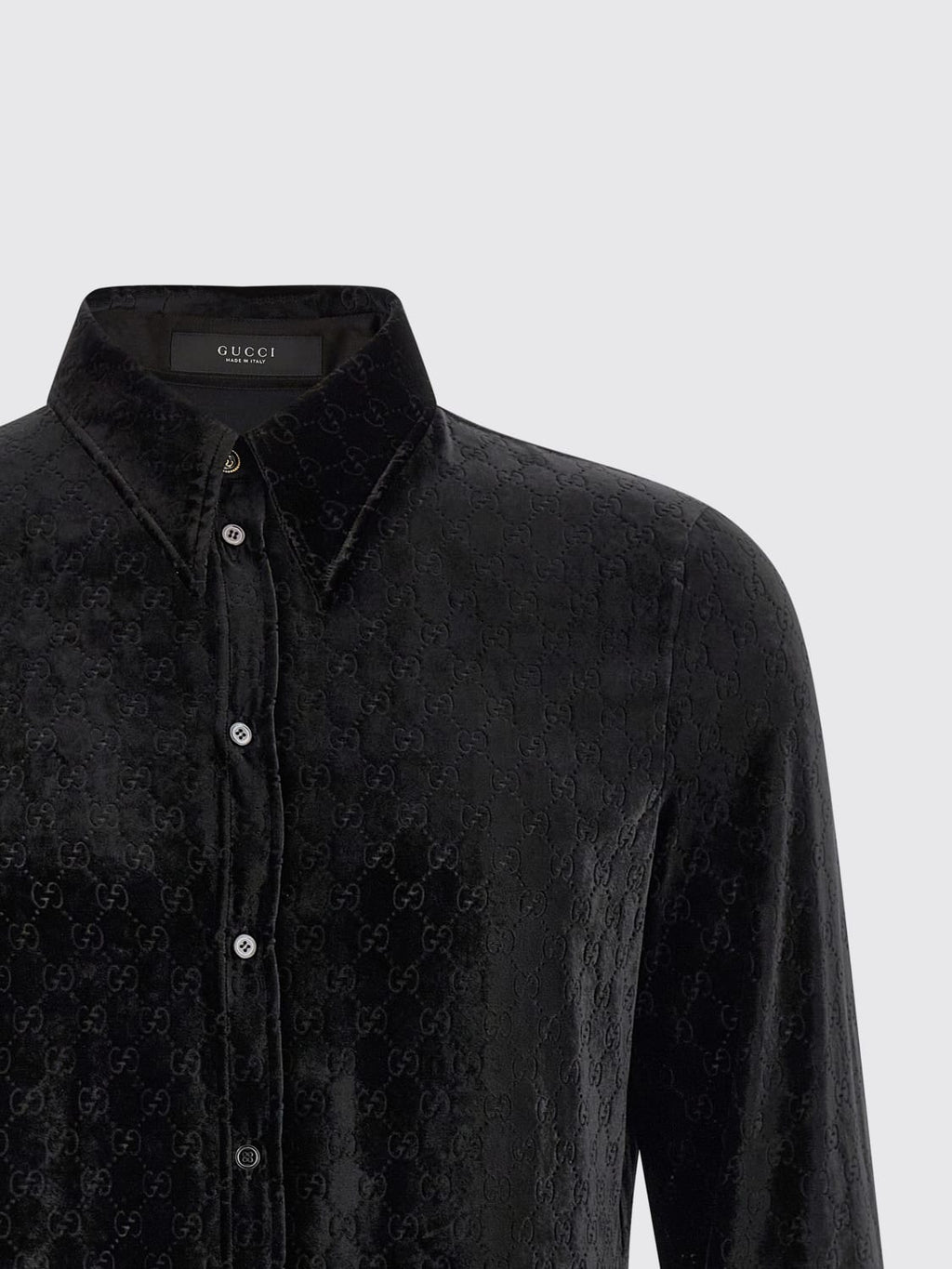 Gucci 26SS Runway GG Stretch Velvet Devoré Shirt & Pants Setup