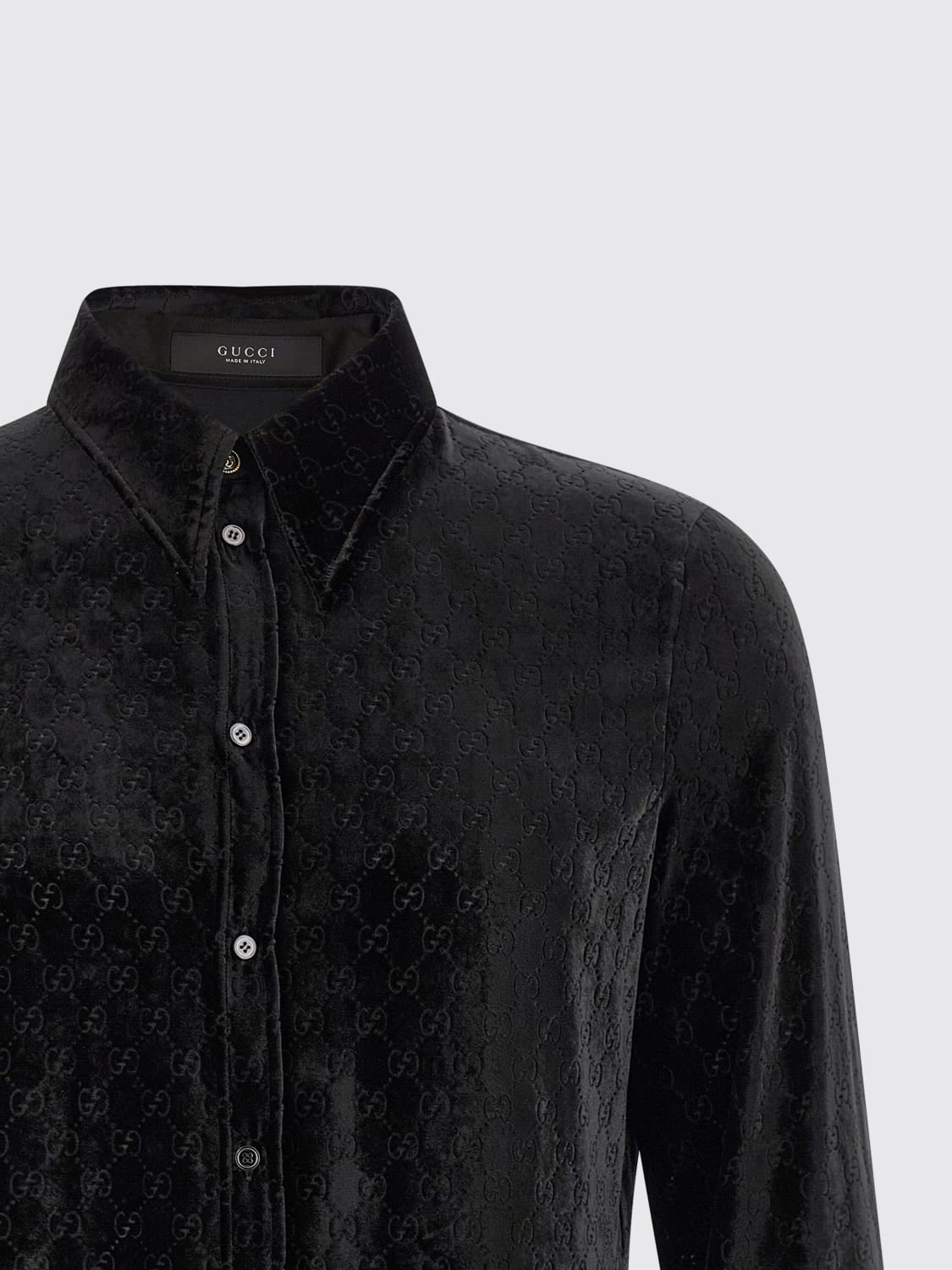 Gucci 26SS Runway GG Stretch Velvet Devoré Shirt & Pants Setup