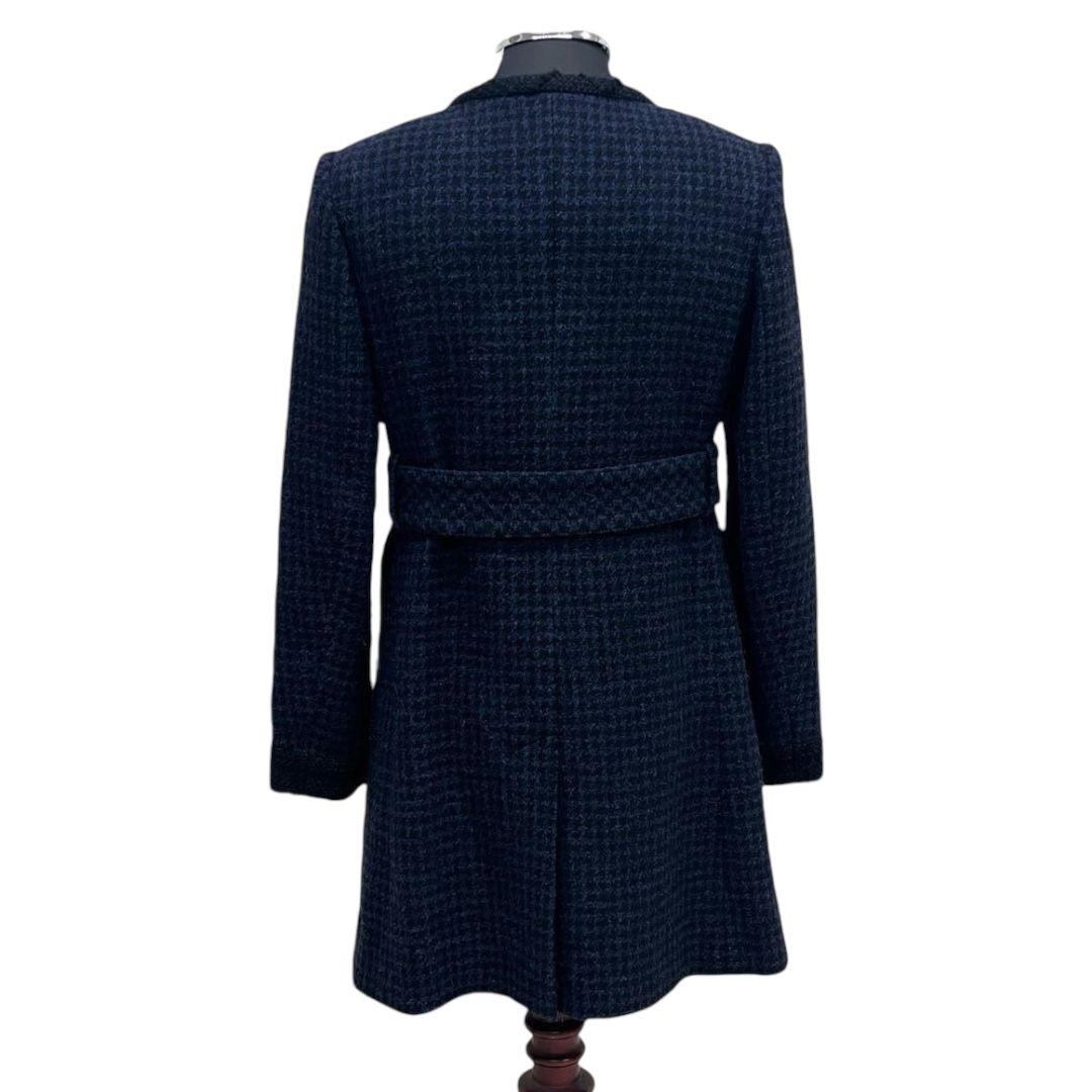 NWT CHANEL Big CC Logo Belt Houndstooth Tweed Collarless Coat Size 40