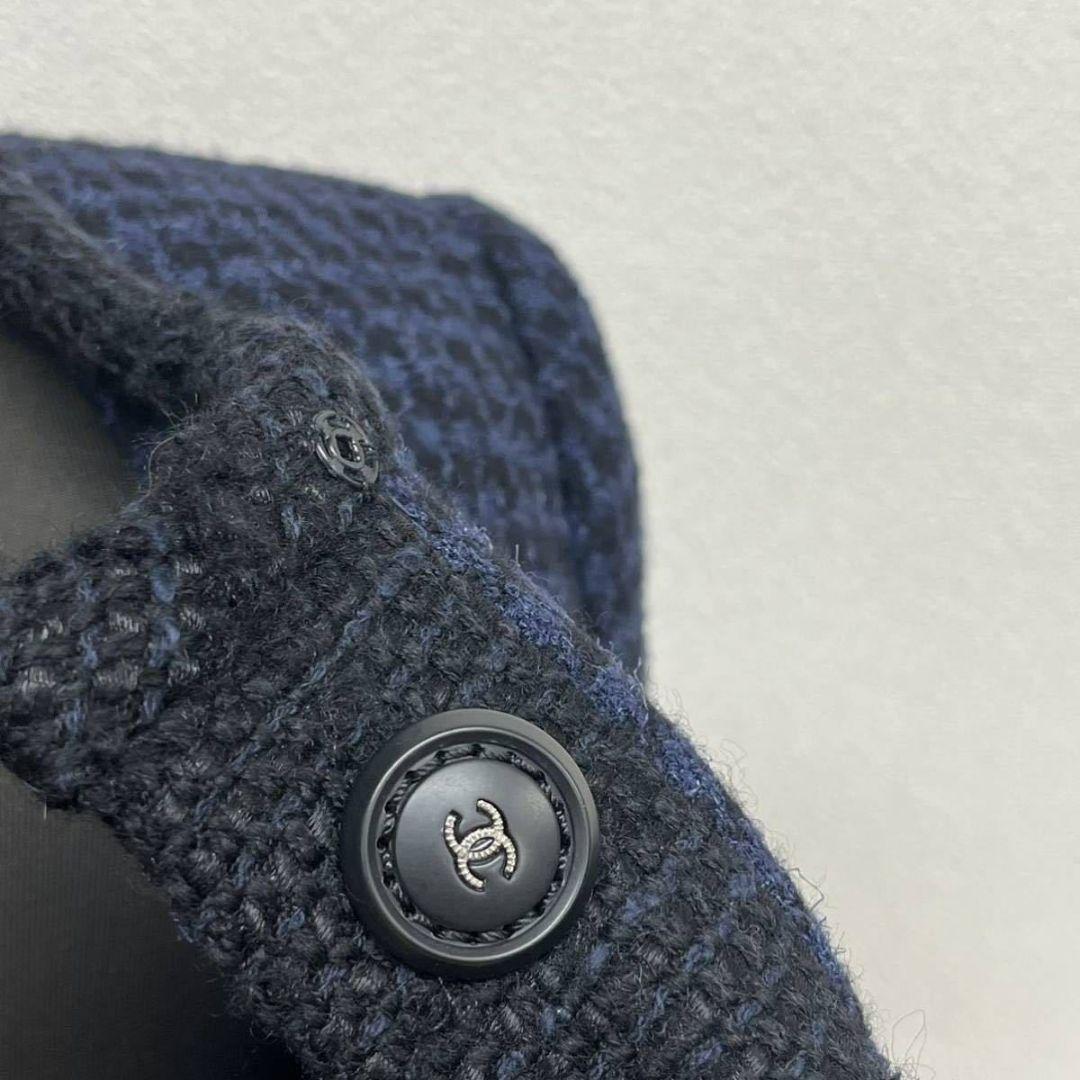 NWT CHANEL Big CC Logo Belt Houndstooth Tweed Collarless Coat Size 40