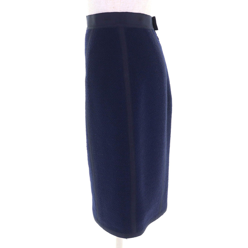 CHANEL Vintage 100% Wool Double-Breasted Jacket & Tight Skirt Suit Set Navy Size 34