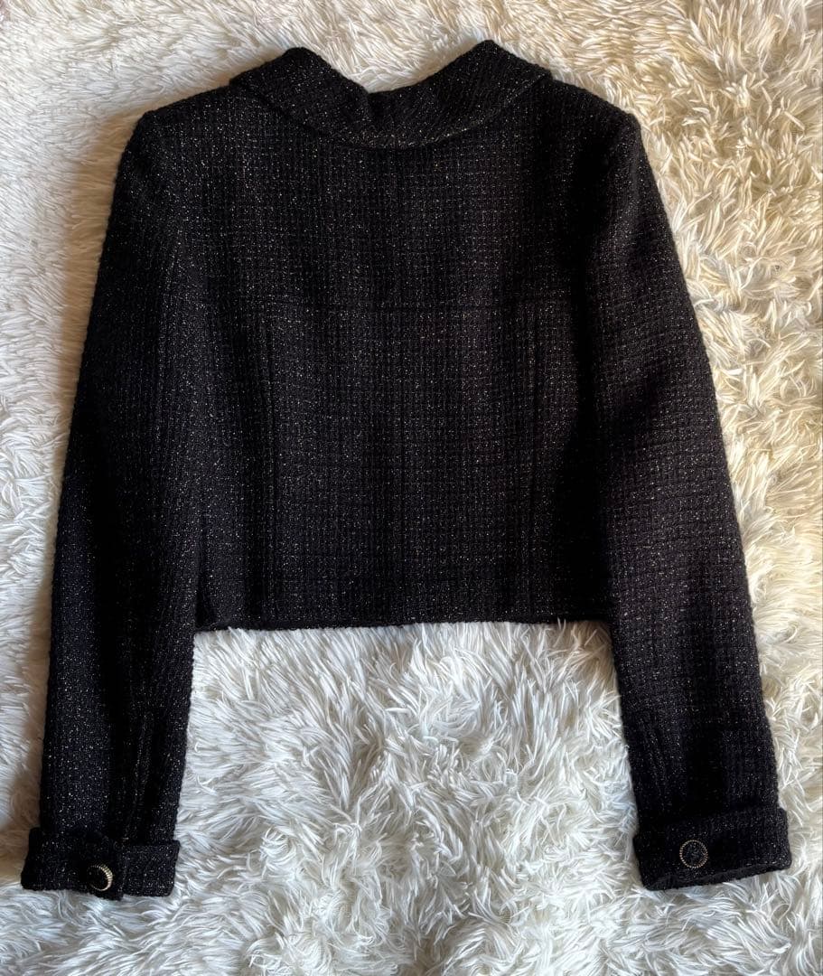 CHANEL Gold Lamé Tweed Jacket Size 38