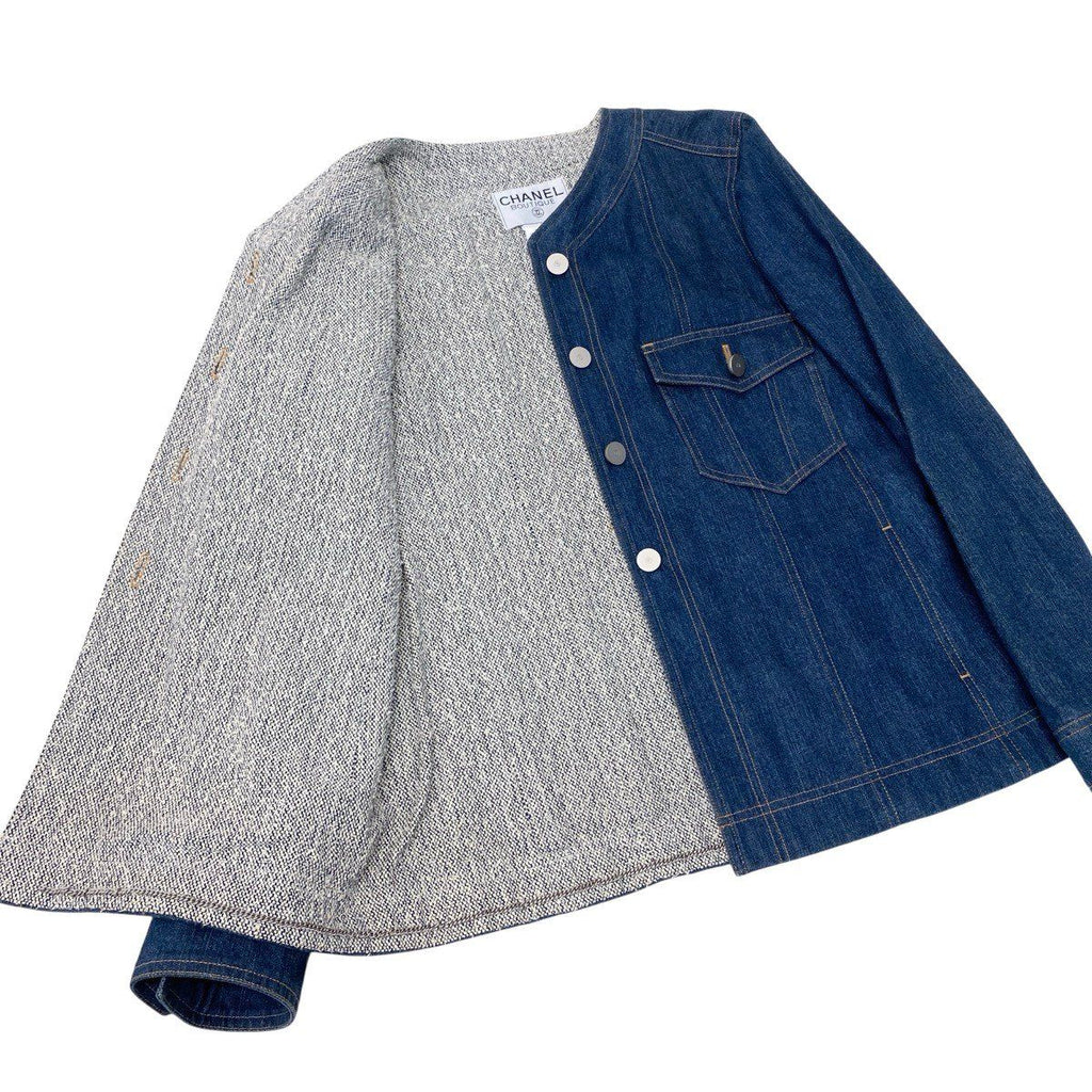 Chanel 1999 No-Collar Denim Jacket
