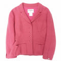 CHANEL Vintage 99A Wool Tweed Blazer Jacket Logo Plate Chain Pink Size 38