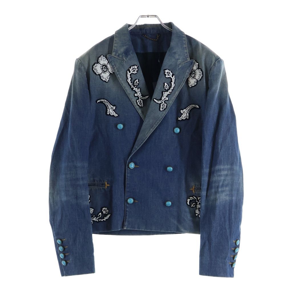 Louis Vuitton 24AW Double-Breasted Cotton Chambray Floral Embroidery Jacket