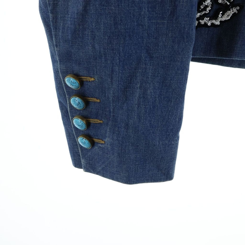 Louis Vuitton 24AW Double-Breasted Cotton Chambray Floral Embroidery Jacket