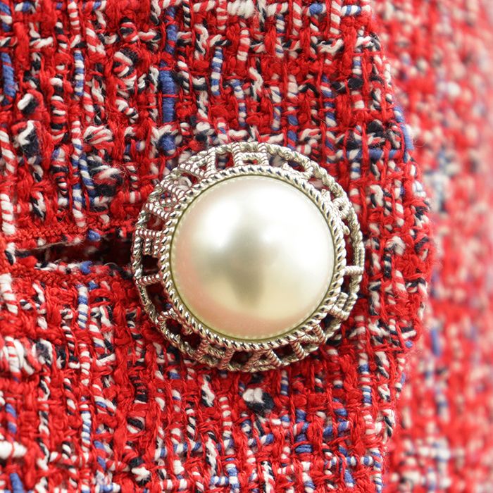 Chanel Fancy Tweed Tailored Jacket with Pearl Logo Button