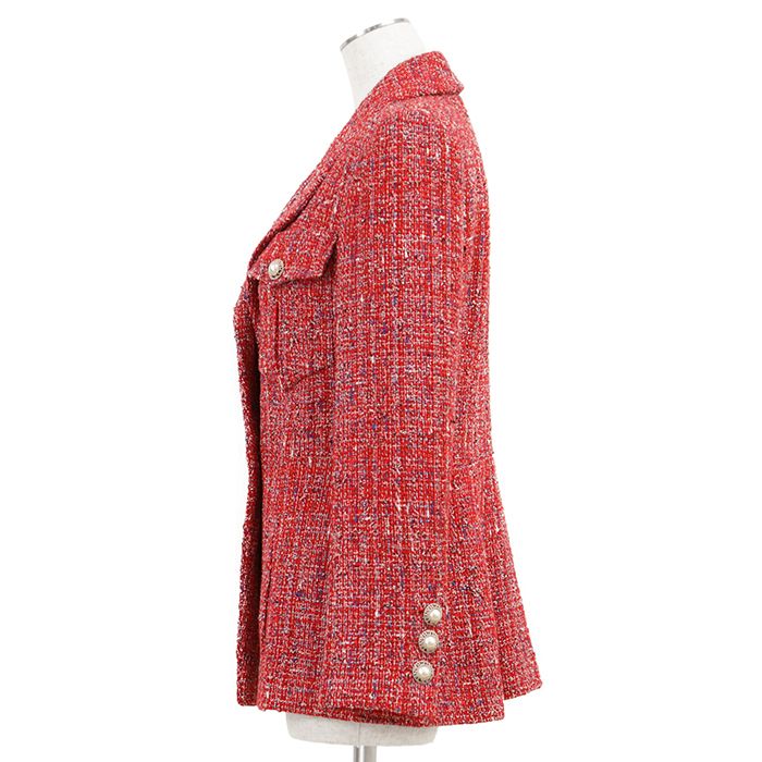 Chanel Fancy Tweed Tailored Jacket with Pearl Logo Button