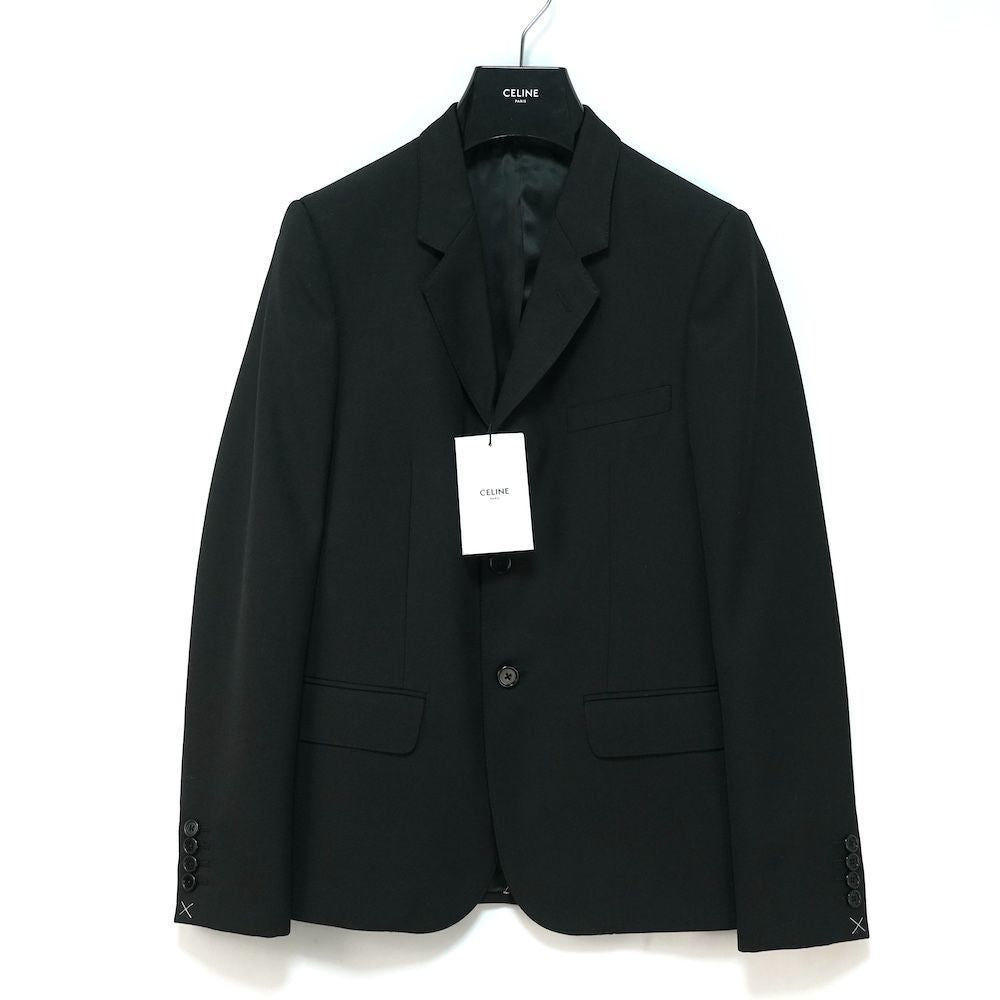 CELINE PARIS Wool Tailored Single-Breasted 3-Button Jacket Black Size 44